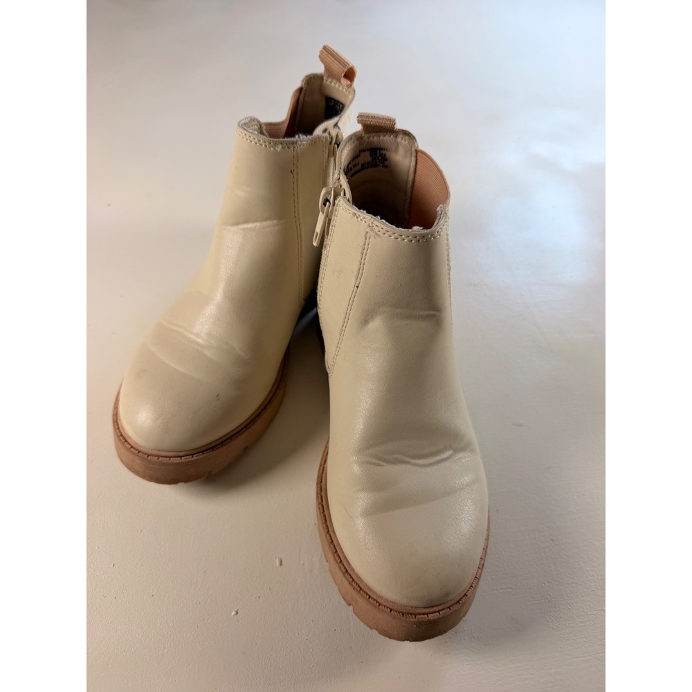 Wonder Nation Chelsea Boots Kids Size 1 Cream Y2K Lug Sole Side Zip